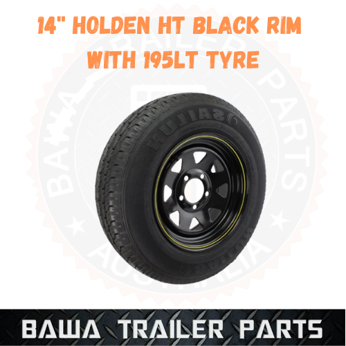 Sunraysia Black 14" Holden HT Rim With 195 LT Tyre